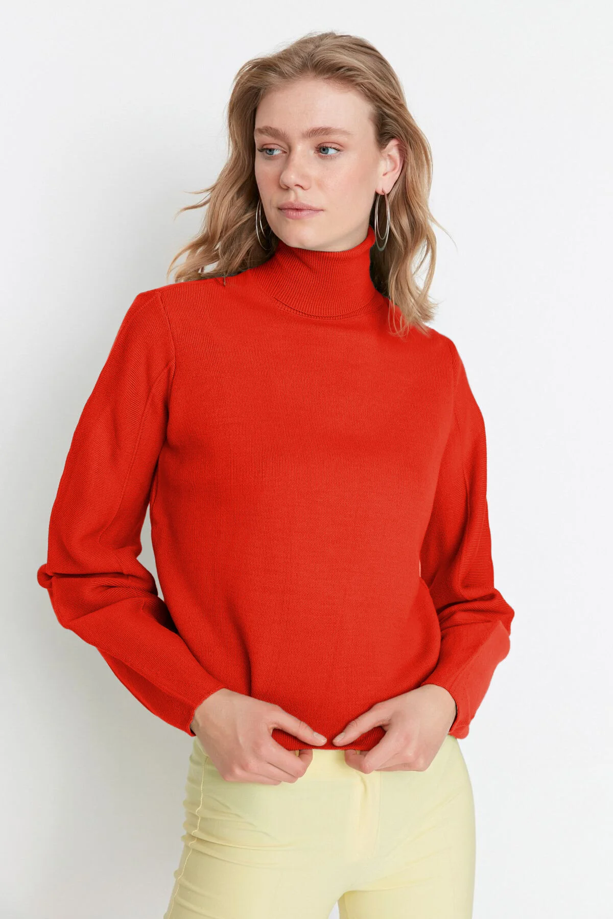 Picture of Nar Çiçeği Basic Balıkçı Yaka Triko Kazak